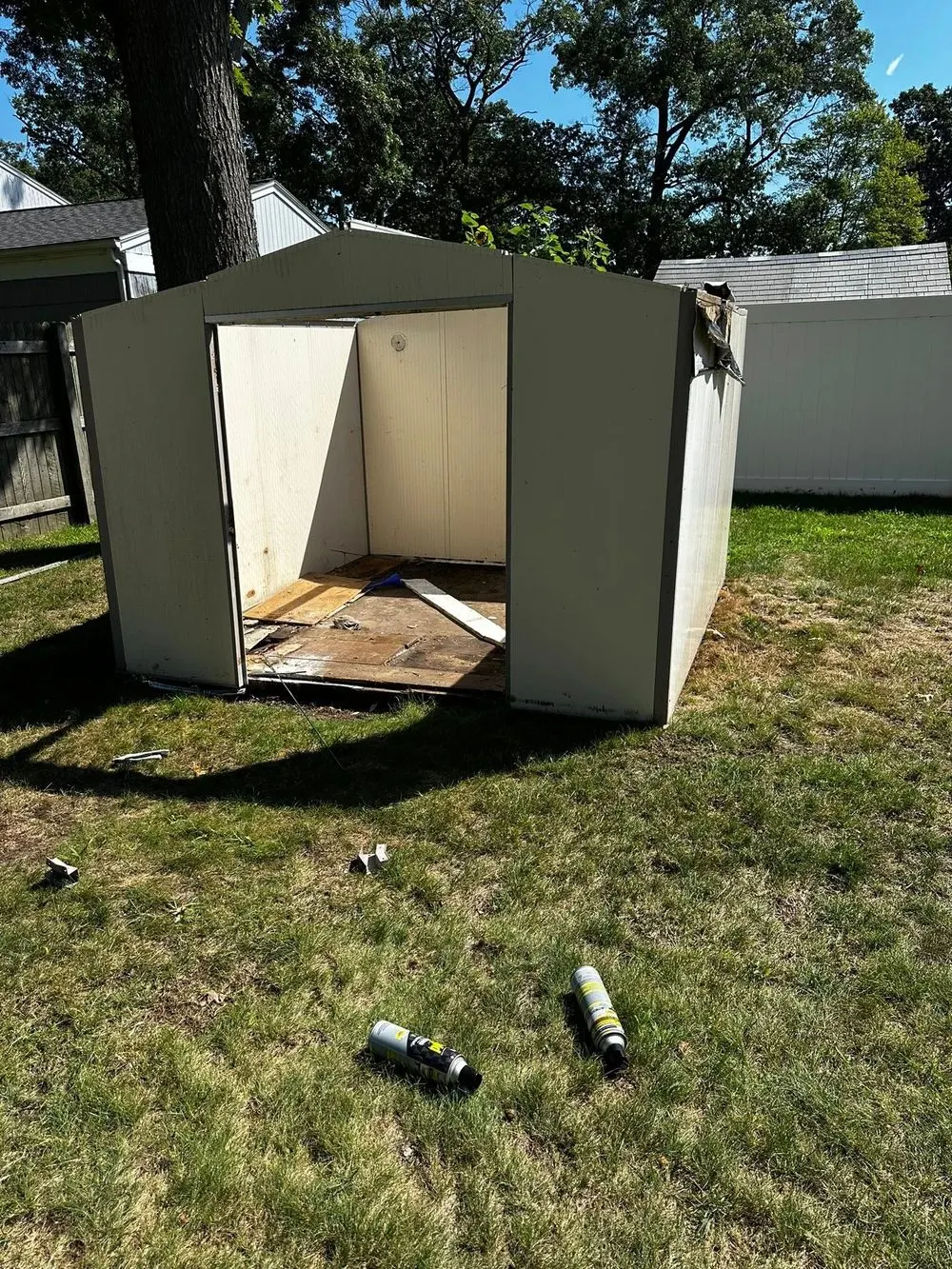 Before shed removal — reference photo published by Dad’s Disposal